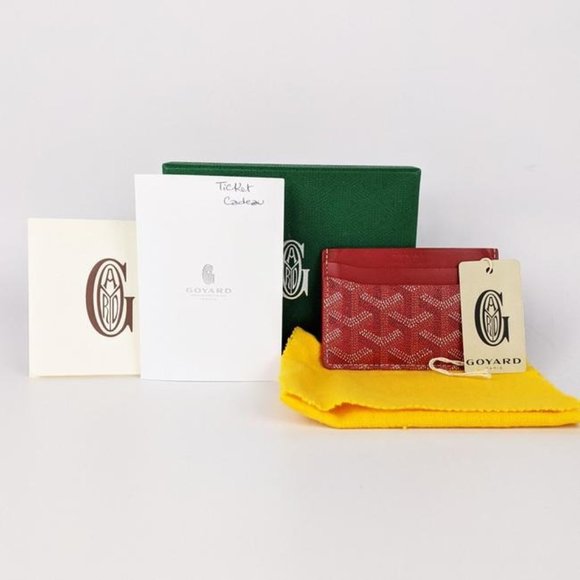 SOLD Goyard Red Sulpice Goyardine Card Holder - Picture 4 of 4